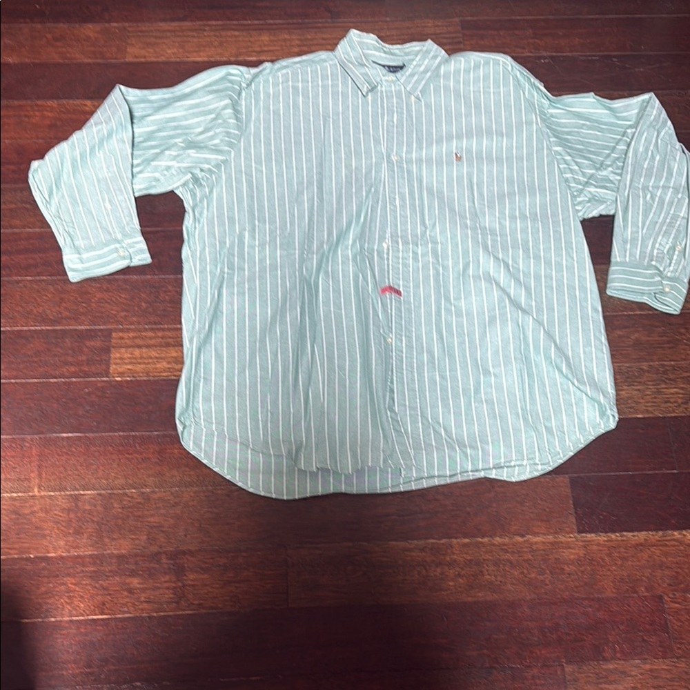 Ralph Lauren Green and White Casual Button Down Shirt